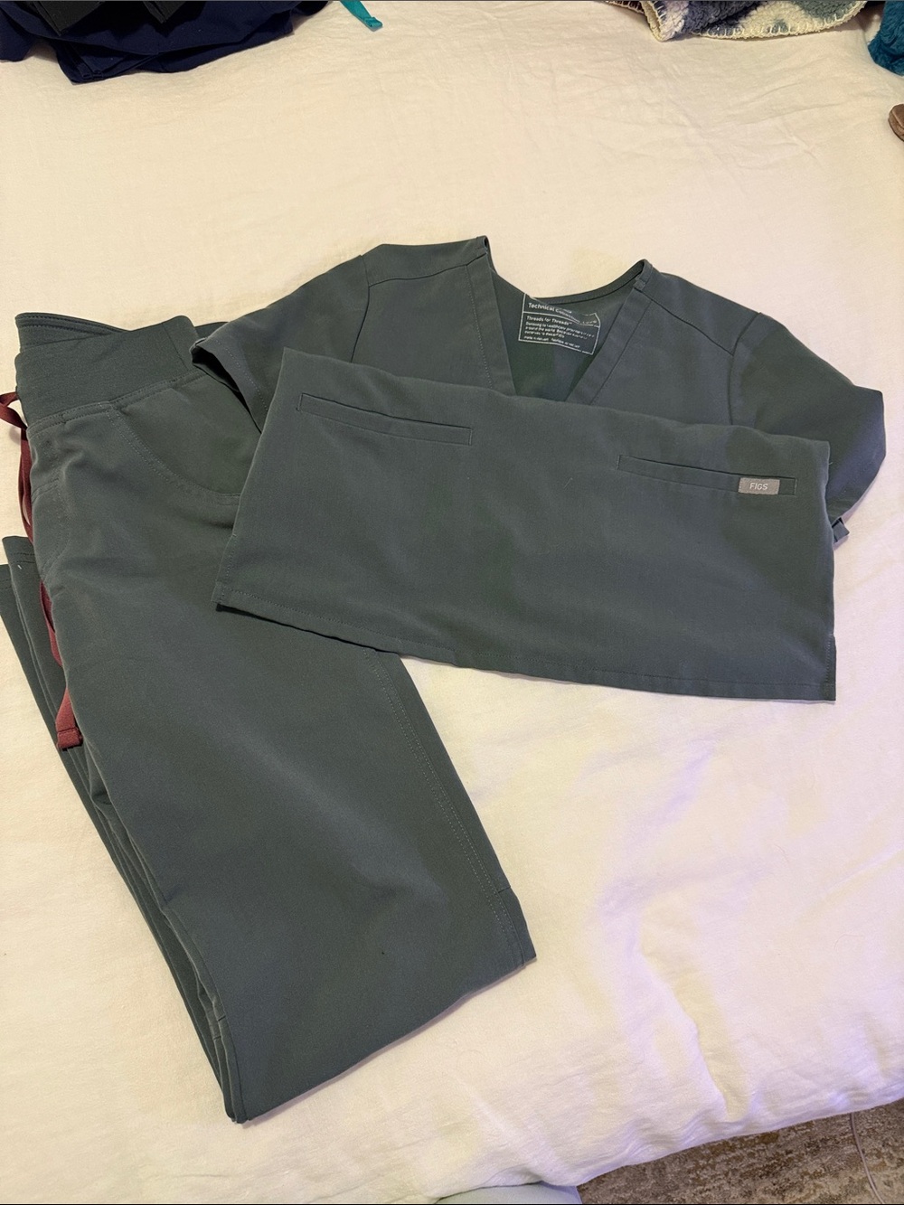 Figs V-Neck Scrub, double pocket Top in Bamboo. Straight Leg scrubs pants set